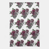Burgundy Floral Skeleton Hand Gothic Geschirrtuch (Vertikal)