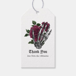 Burgundy Floral Skeleton Hand Gothic Wedding Geschenkanhänger