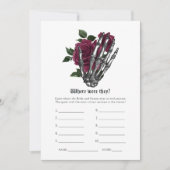 Burgundy Floral Skelett Gothic Wedding Game Einladung (Vorderseite)