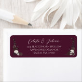 Burgundy Floral Skull Gothic Return Address (Insitu)