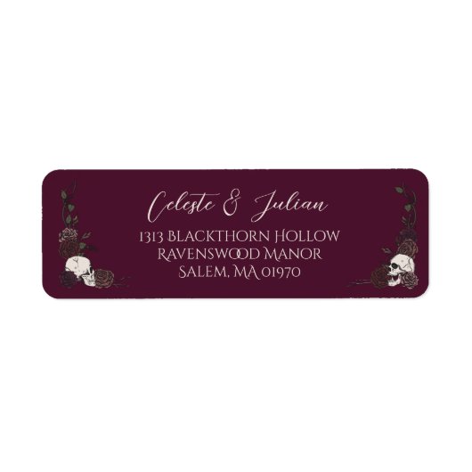 Burgundy Floral Skull Gothic Return Address (Vorne)