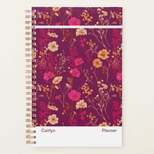 Burgundy Floral Small Planner Planer (Vorderseite)