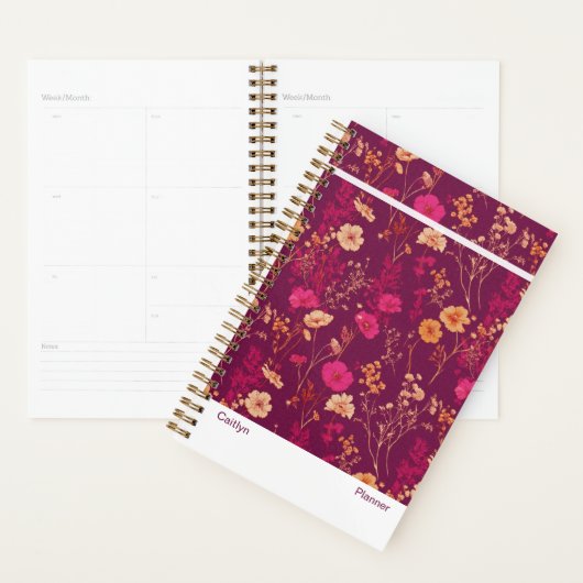 Burgundy Floral Small Planner Planer (Anzeige)