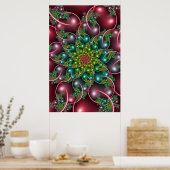 Burgundy Floral Spiral Poster (Küche)