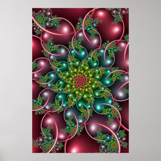 Burgundy Floral Spiral Poster (Vorne)