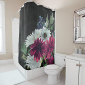 Burgundy-Floral-Splash auf beängstigend schwarz Duschvorhang (Beispiel)