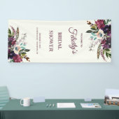 Burgundy Floral Splendor Ecru Brautparty Banner (Messe)