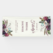Burgundy Floral Splendor Ecru Brautparty Banner (Horizontal)