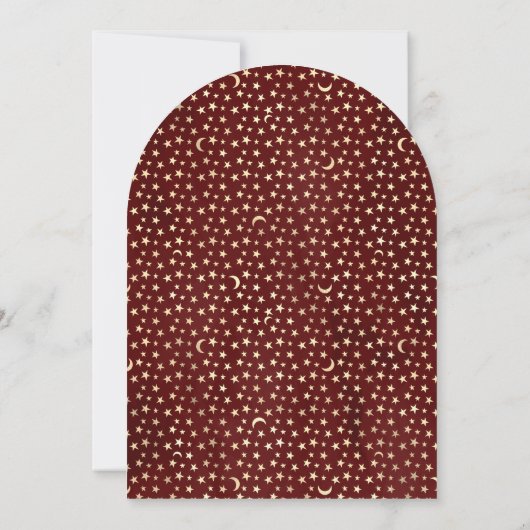 Burgundy Floral Stars Moon Arch Red Baby Dusche Einladung (Rückseite)