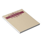 Burgundy Floral Swirls | Custom Gold Notepad Notizblock (angewinkelt)