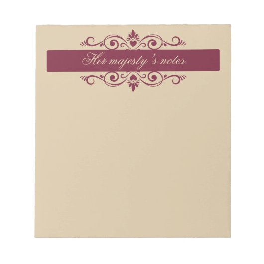 Burgundy Floral Swirls | Custom Gold Notepad Notizblock (Vorderseite)