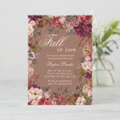 Burgundy Floral Taupe Herbst Liebe Brautparty Einladung (Stehend Vorderseite)