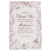 Burgundy Floral Toile De Jouy Bridal Brunch Favori Mittlere Geschenktüte (Vorderseite)