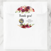 Burgundy Floral Travel Brautparty vielen Dank Runder Aufkleber (Tasche)