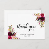 Burgundy Floral Vielen Dank Karte (Vorne/Hinten)