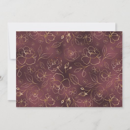 Burgundy Floral Vielen Dank Karte (Rückseite)