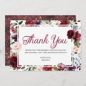 Burgundy Floral Vielen Dank Karte (Vorne/Hinten)