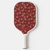 Burgundy Floral Vintager Individuelle Name Pickleball Schläger (Rückseite)