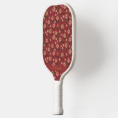 Burgundy Floral Vintager Individuelle Name Pickleball Schläger (Links)