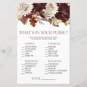 Burgundy Floral Was gibt es in Purse Baby Shower G