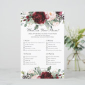 Burgundy Floral Was ist in Ihrem Handyspiel-Dusche (Stehend Vorderseite)