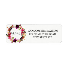 Burgundy Floral Watercolor Address Labels