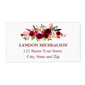 Burgundy Floral Watercolor Address Labels (Vorne)