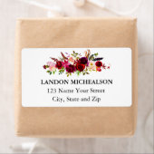 Burgundy Floral Watercolor Address Labels (Insitu)