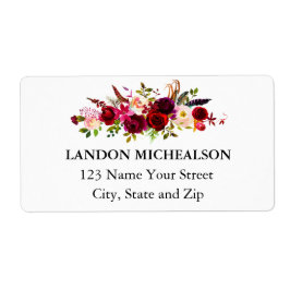 Burgundy Floral Watercolor Address Labels
