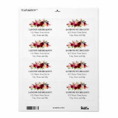 Burgundy Floral Watercolor Address Labels (Vorne)