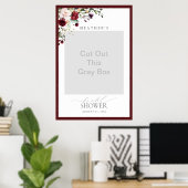 Burgundy Floral Watercolor Dusche Foto Stand Poster (Heimbüro)