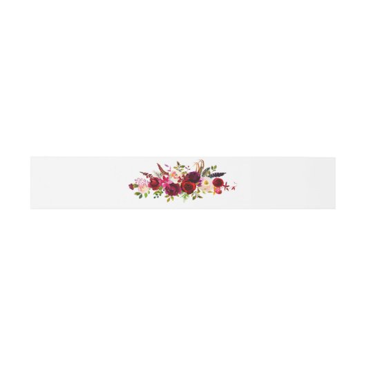 Burgundy Floral Watercolor Einladung Bauchband Einladungsbanderole (Flach)