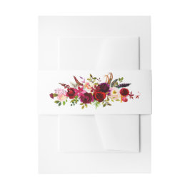 Burgundy Floral Watercolor Einladung Bauchband Einladungsbanderole