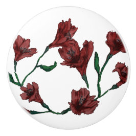 Burgundy Floral Watercolor Keramikknauf
