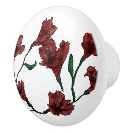 Burgundy Floral Watercolor Keramikknauf
