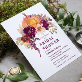 Burgundy Floral Watercolor Pumpkin Brautparty I Einladung