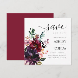 Burgundy Floral Watercolor Save the Date Einladung