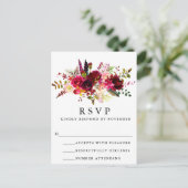 Burgundy Floral Watercolor UAWG Postcard Einladungspostkarte (Stehend Vorderseite)