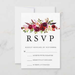 Burgundy Floral Watercolor UAWG RSVP Karte