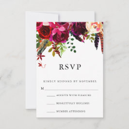Burgundy Floral Watercolor UAWG RSVP Karte