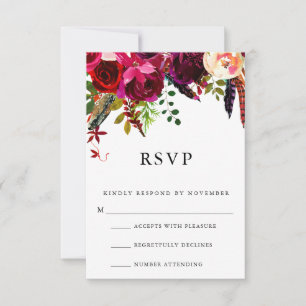 Burgundy Floral Watercolor UAWG RSVP Karte