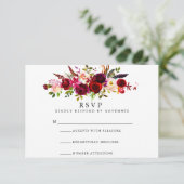 Burgundy Floral Watercolor UAWG RSVP Karte (Stehend Vorderseite)