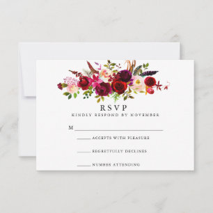 Burgundy Floral Watercolor UAWG RSVP Karte