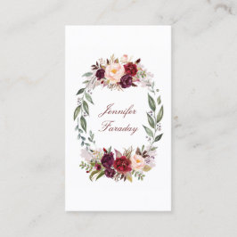 Burgundy Floral Watercolor Visitenkarte