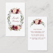 Burgundy Floral Watercolor Visitenkarte (Vorne/Hinten)
