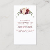 Burgundy Floral Watercolor Visitenkarte (Rückseite)
