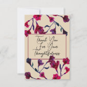 Burgundy Floral Watercolor Wedding Dankeskarte (Vorderseite)