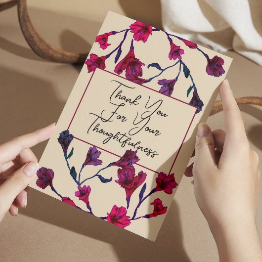 Burgundy Floral Watercolor Wedding Dankeskarte