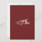 Burgundy Floral Watercolor Wedding Einladung (Rückseite)