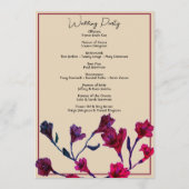 Burgundy Floral Watercolor Wedding Programm (Rückseite)
